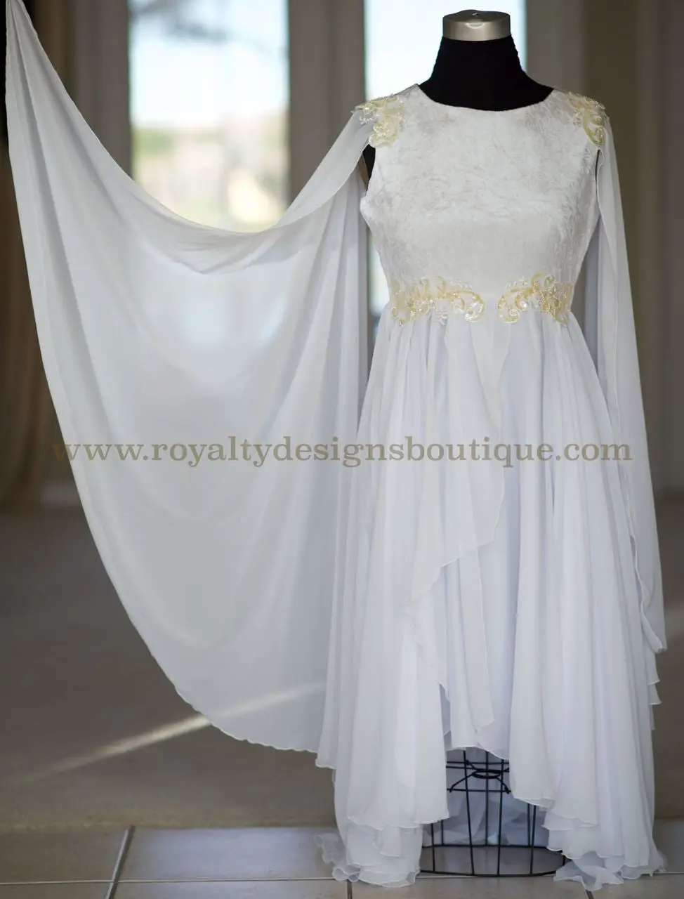 WHITE “ANGEL WINGS” DRESS – Velvet & ChiffonDance Garment