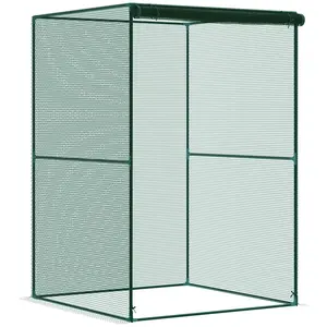 Outsunny 4' x 8' Crop Cage Breathable Planting Container, Plant Protection Tent with Zippered Doors for Vegetable Garden, Backyard, Black