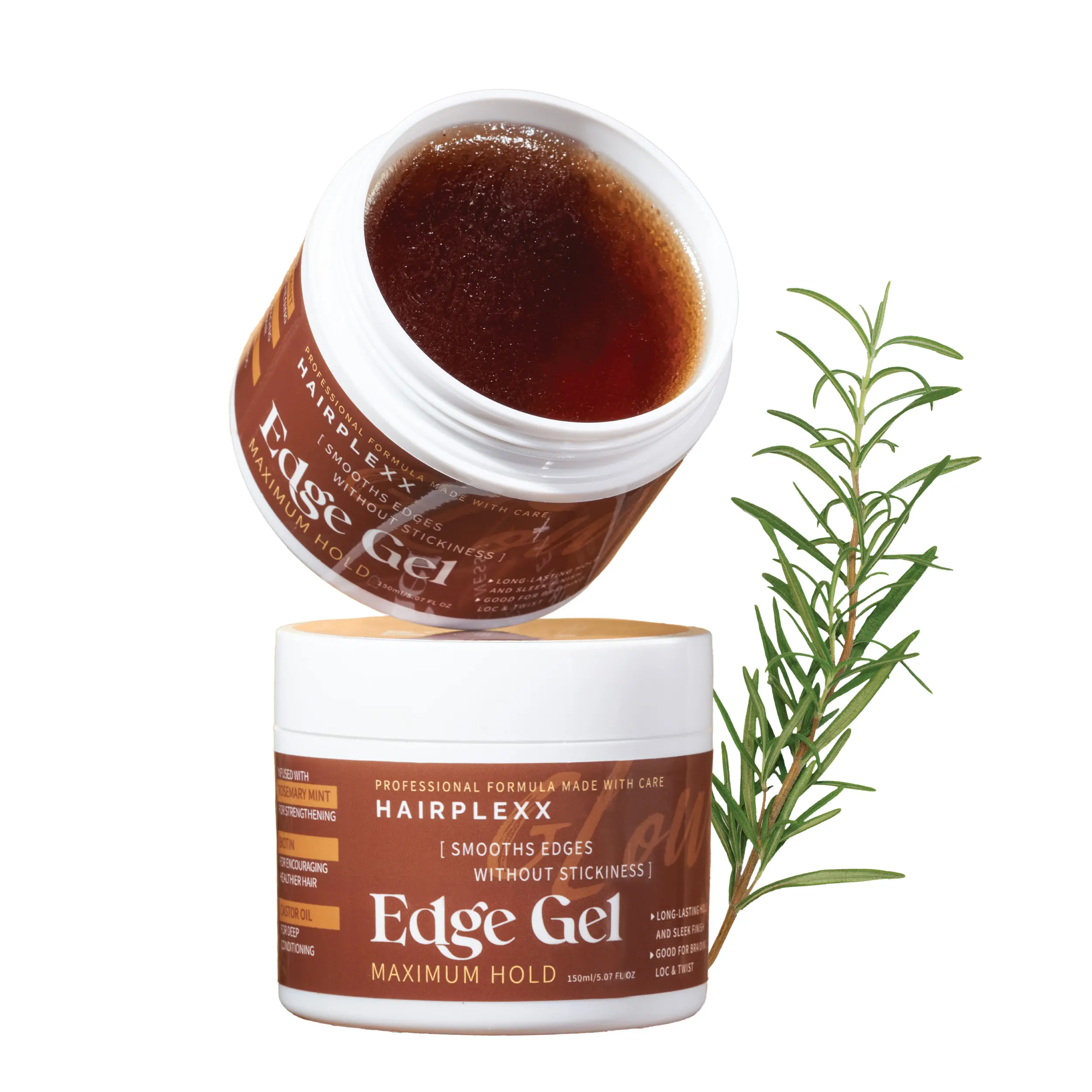 Hairplexx Glow Edge Gel with Rosemary Mint Biotin & Castor Oil - Maximum Hold Edge Control with Non-Sticky Sleek Finish - 5.07 oz Haircare Flawless