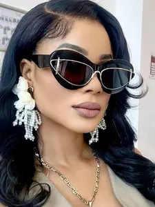 Fashion Designer Cat Eye Sunglasses, Retro Unique Large Oval Trendy Glasses, Travel Beach Party Club Street Eyewear, Modern Charm