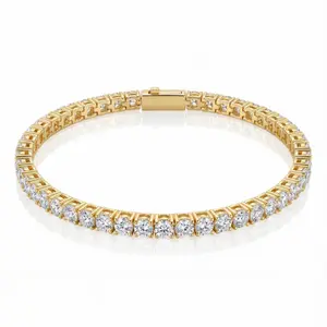 Women's 4mm Classic Tennis Chain Bracelet, 18kt Gold Plated White Gold Stackable Fashion Costume Jewelry, White Gold Bracelet