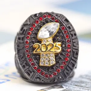 2025Fantasy Football Ring Championship Trophy Sets with Wooden Box League Champion  Rings Set Premium Award for Winner