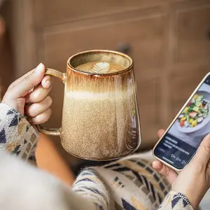 Luxurious Vintage Ceramic Coffee Cup, 780ML Large Capacity Mug, Drinkware, Ideal for Coffee, Tea, Hot Chocolate, Home, Parties, Gatherings