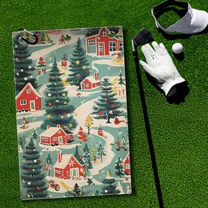 Retro Christmas Golf Towel Quick-Dry Golf Towels Accessory with Hooks Premium and Durable Polyester Golf Towels for Golf Bags Ideal for Men & Women Golfers Dad Boyfriend Husband - Great Gift for Holidays Christmas Stocking Stuffers Golf Accessories