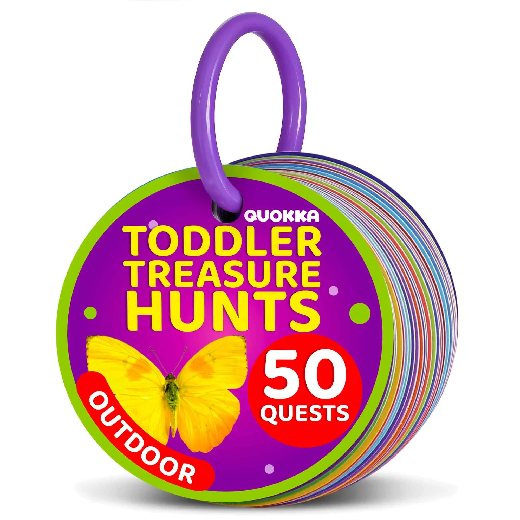 QUOKKA Scavenger Hunt Card Game - 25 Durable Scavenger Hunt Cards (3.93x3.54 in), 50 Outdoor Activity Challenges, Educational Toy Set for 4-6 Year Olds, Outdoor Play