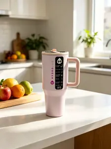 40ozObsessed with this large pastel pink handled cup for outdoor days Bottle Drinkware Water Bottles Tumbler Mug Portable Bottled Reusable Washable