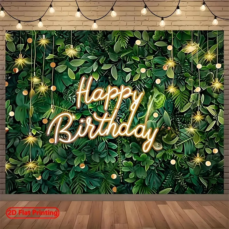 2D Flat Wrinkle-Resistant Synthetic Green Grass Wall Hanging Backdrop Kit - Lightweight Polyester Photo Booth Prop, Aesthetic Decor for Anniversary, Birthday Party, Room Banner