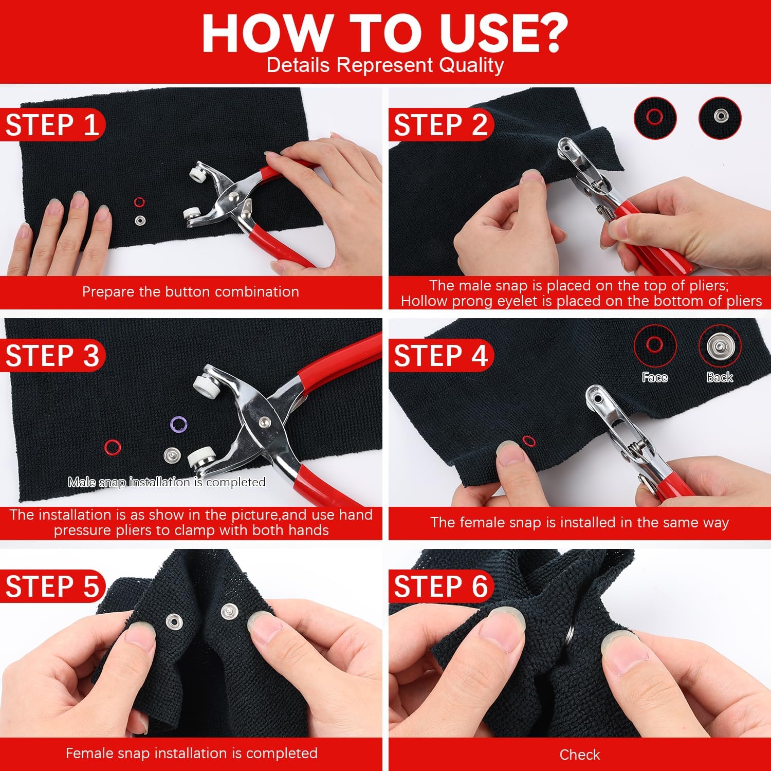 Including 100pcs Invisible Colored Metal Buckle & 1 Count Manual Pressure Pliers,Household Sewing Accessories for DIY Handicraft Clothing & Hat,Buttons & Pliers Tool Kit,Seamless Stitching Sewing Kit Tools,Sewing Supplies Crafts.