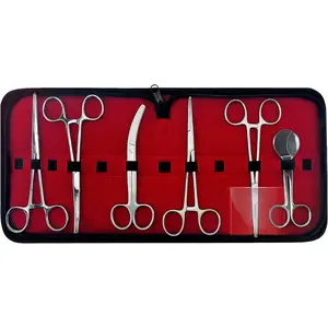 Veterinary Umbilical Cord Scissor Kit Reusable High-Grade Stainless Steel Autoclavable Durable 7 Pcs