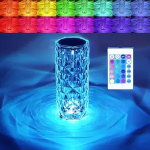 Bedside Lamp Crystal Table Lamp RGB Color Changing Night Light,Romantic LED Rose Diamond Touch Lamps for Living Room (Remote & Touch) Indoor Decor Glowing Toy Atmosphere Lights for Bedroom and Living Room Office Desk Decorations & Accessories