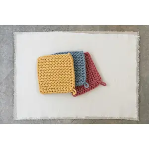 Crocheted Pot Holder - Thick Cotton - 8-in Square