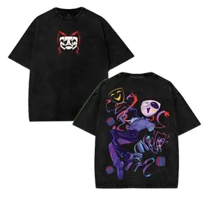 Gangle The Amazing Digital Circus Menswear Gift for anime fans Top Apparel Classic Seamless Simple designer shirts Men's Regular Fit Floral Print Tee Cotton Fabric Black Casual