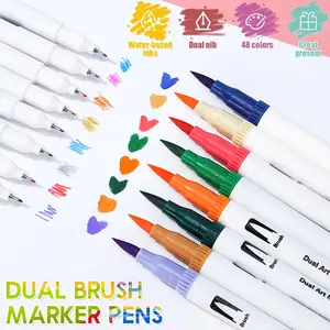Double-ended Brush Marker Pen Set, 12/24/36/48 Colors Watercolor Marker Pen, Multifunctional Watercolor Paint Set for Graffiti, Painting, Drawing