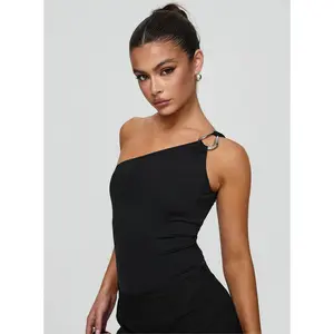 Talija One Shoulder Bodysuit Black