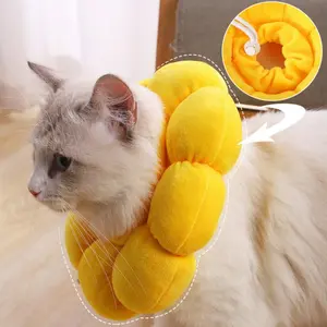 Cat Small Dog Recovery Collar, Cute Sunflower Neck Cone After Surgery, Adjustable Pet E Collar, Wound Healing Protective Cone Surgery Recovery Elizabethan Collars for Small Pets