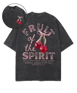 Fruit Of The Spirit Double Sided Unisex Washed Christian T-shirt, Oversized 3XL Vintage Jesus Shirt, Cotton Menswear Womenswear