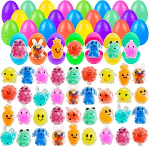 Easter Gift 32 Pack Prefilled Easter Eggs with Squishy Toys Inside Bright Colorful Filled Squeeze Toys Great for Easter Basket Stuffers Egg Fillers Party Favors