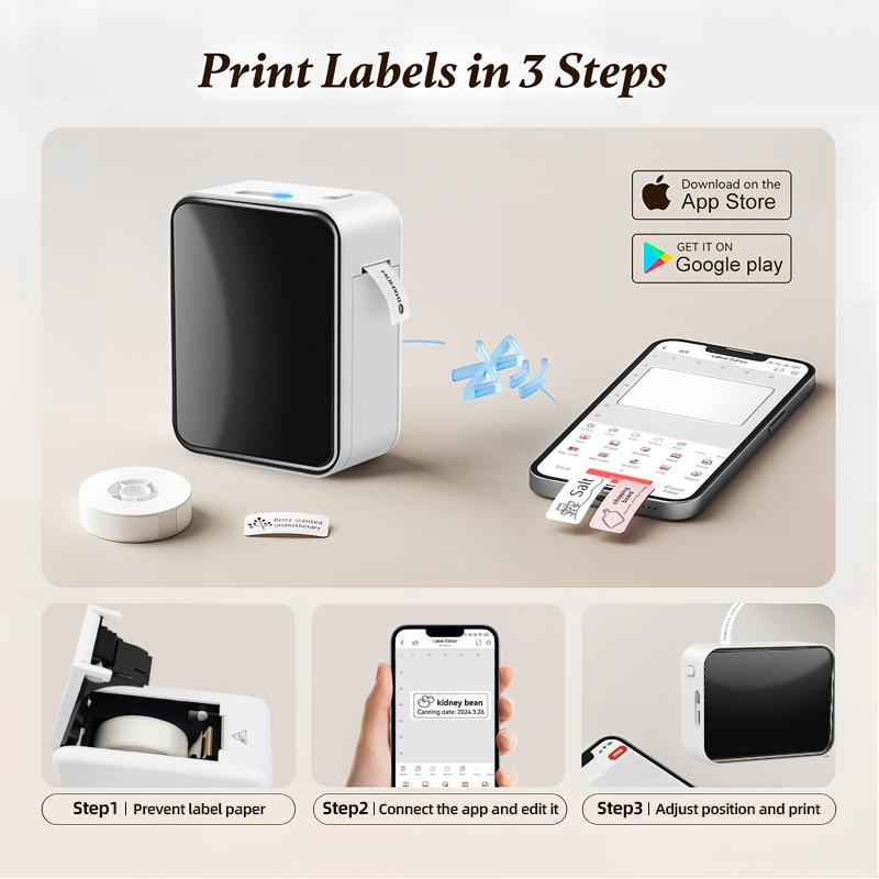 Portable mini label maker, portable wireless printer, thermal label printer. Can print name labels, item labels, and can labels, making it a perfect Valentine's Day gift.