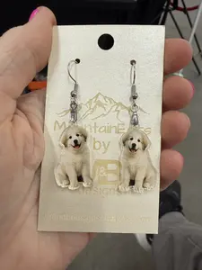 Great Pyrenees Puppy Earrings