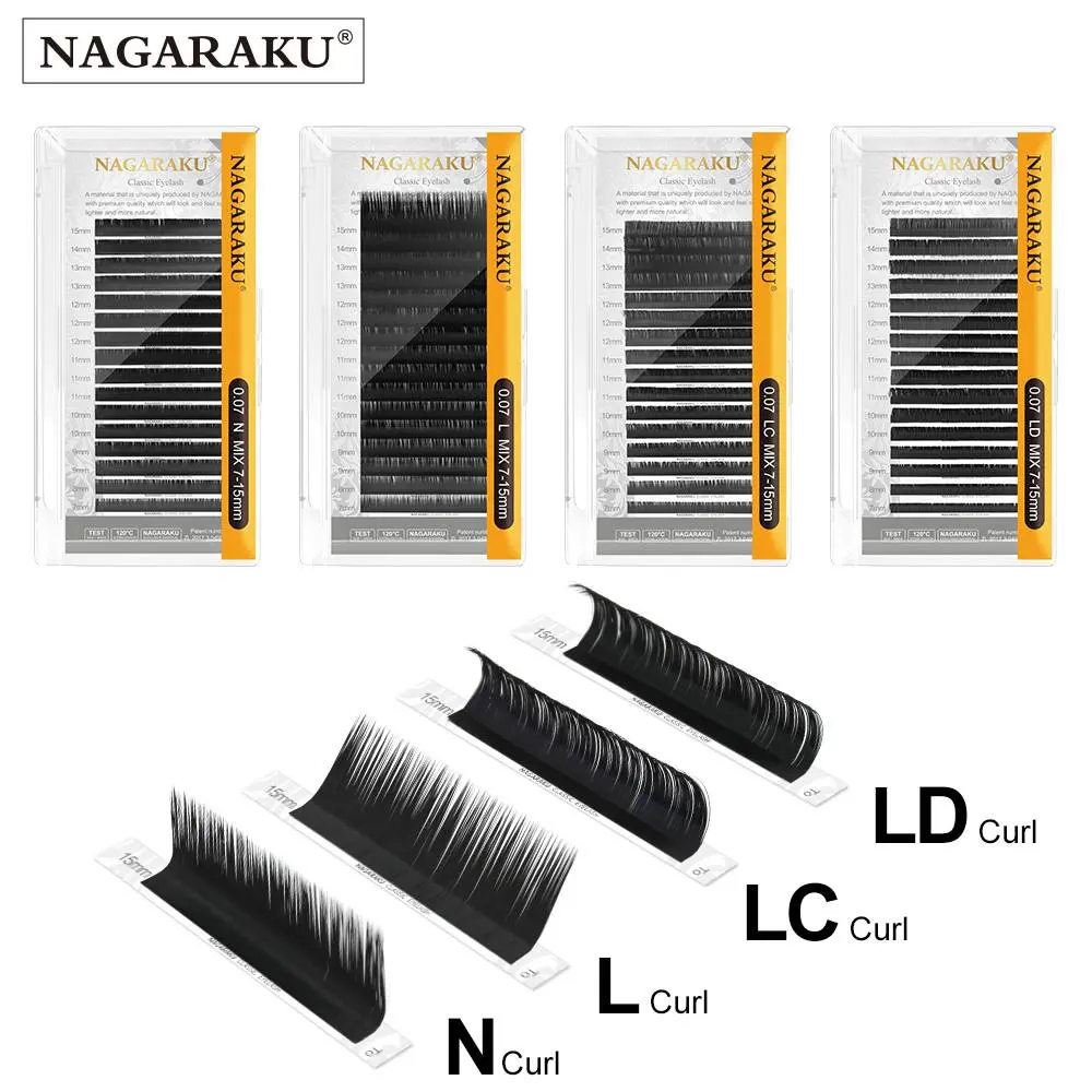 NAGARAKU 0.07/0.10/0.12/0.15mm Thinckness LC/LD/L/N/M Curl 7-15mm Eyelash Extension For Shaped Lashes Individual False Eyelash 2026 New