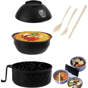 6-Piece Microwave Ramen Bowl Set with Lid & Handle Beige Strainer Basket Utensils Lightweight Tableware for Home Office Dorm Rooms Tableware Sets Stock Up On Specials Stockpile VALUE Pack TikTokShopBlackFriday Christmas Gift