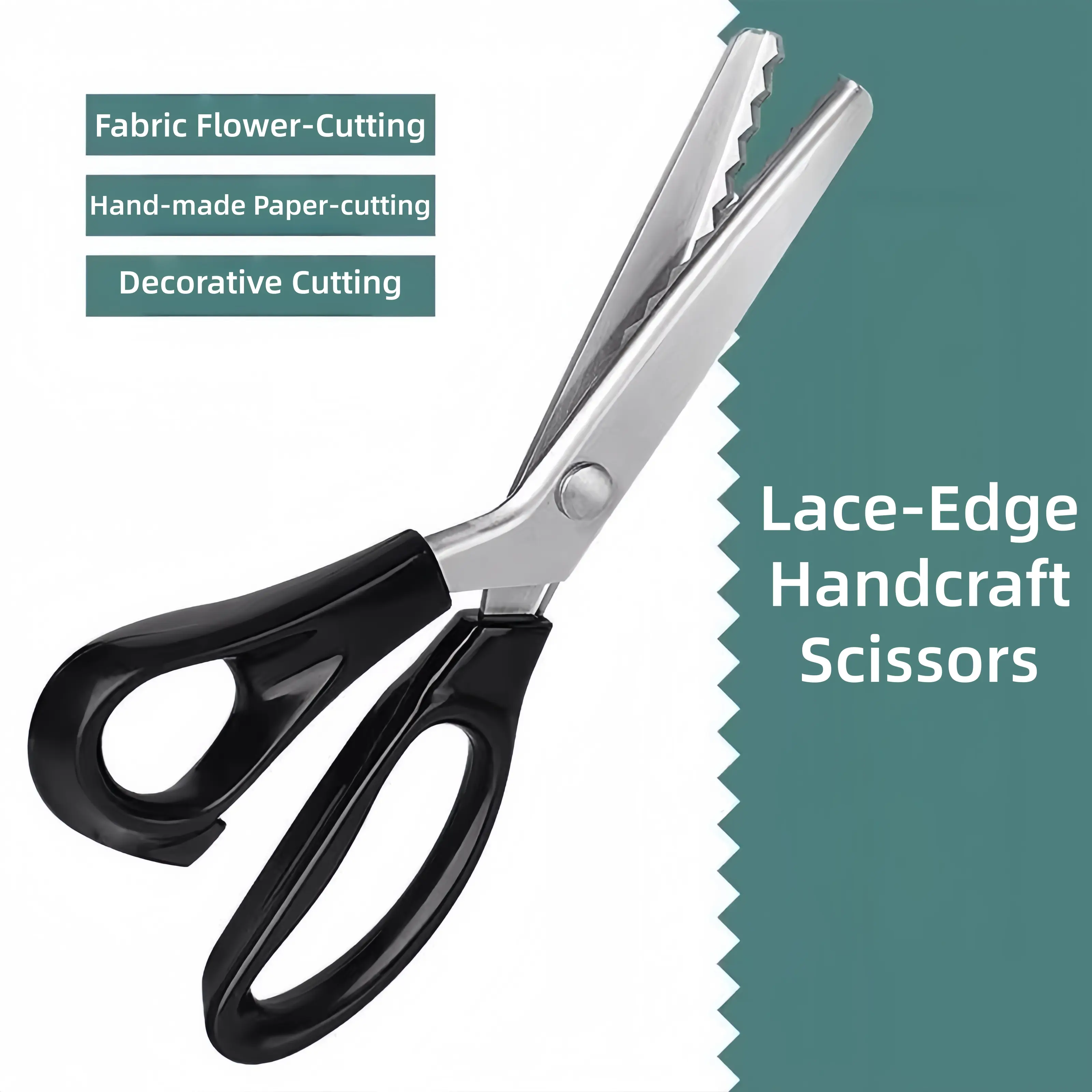 [Back to School]Stainless Steel Zig‑Zag Scissors with Serrated Teeth - Perfect for DIY Crafts, Sewing Accessories and Supplies, Lace, Dressmaking, Sewing & Tailoring - Durable & Sharp, Crafting Sewing Tools, Sewing Tools-MM1