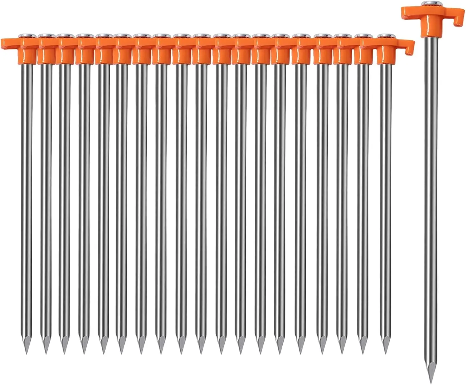 20 Pack Tent Stakes Heavy Duty, 9.84 Inch Non-Rust Metal Tent Pegs, Heavy Duty Canopy Anchors, Yard Stake, Ground Stakes for Camping, Patio, Garden, Canopy, Grass, Outdoor