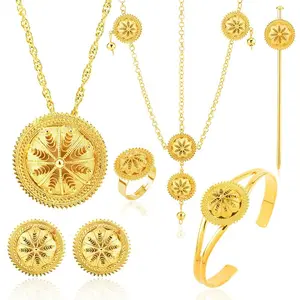 Habesha Jewelry Golden Color Ethiopian Hair Accessories Jewelry Sets Ethiopia Eritrean Women gift Engagement