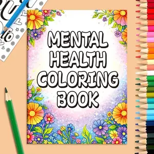 32-Page adult and child healing mental health coloring book, Art, graffiti picture book to relieve stress and anxiety, improve concentration and emotional management skills, creative coloring workbook suitable for home leisure meditation and relaxation