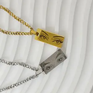 Custom Eye Chart Pendant Necklace Stainless Steel Personalized Eye Pendant Necklace Suitable For Daily Wear Or Gift Giving Christmas Thanksgiving Date Gift Perfect Gift For Boyfriend Girlfriend And Family