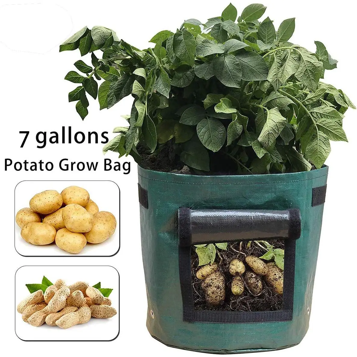Potato Growing Bag, 1 Count Multi-size Garden Vegetable Cultivation Bag with Handle & Breathable Window, Plant Growing Bag for Growing Potatoes, Carro