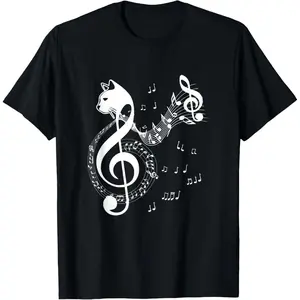 Men's Casual Graphic T-Shirt with Music Note Microphone Print, Classic Fit Short Sleeve Top in 100% Cotton Fabric