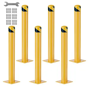 Garvee Heavy Duty Steel Safety Bollards 36 in,Steel Parking Bollards Post,Removable Bollards for Warehouse, Garage, Parking Lot,Reflective Tape, Anchor Bolts Included,4.5" Diameter