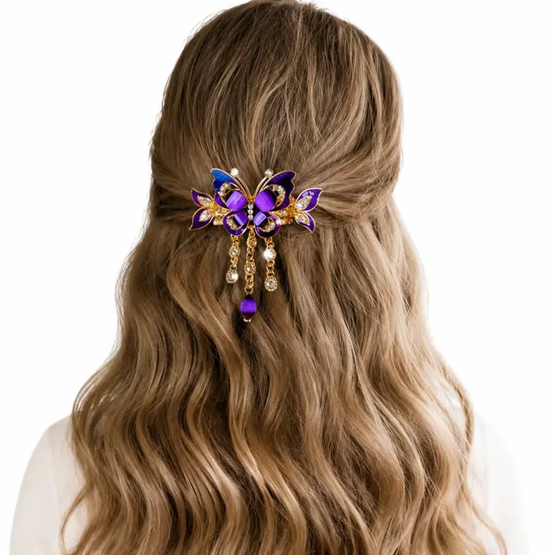 1PCS Butterfly Hair Tassel Clips for Women Girls, Prom Mom Hair Clip, Vintage Metal Hairpins Butterfly Hair Accessory Non-Slip Hair Accessories for Party, Wedding Hair Decor, Daily Use, Updo Hairclip