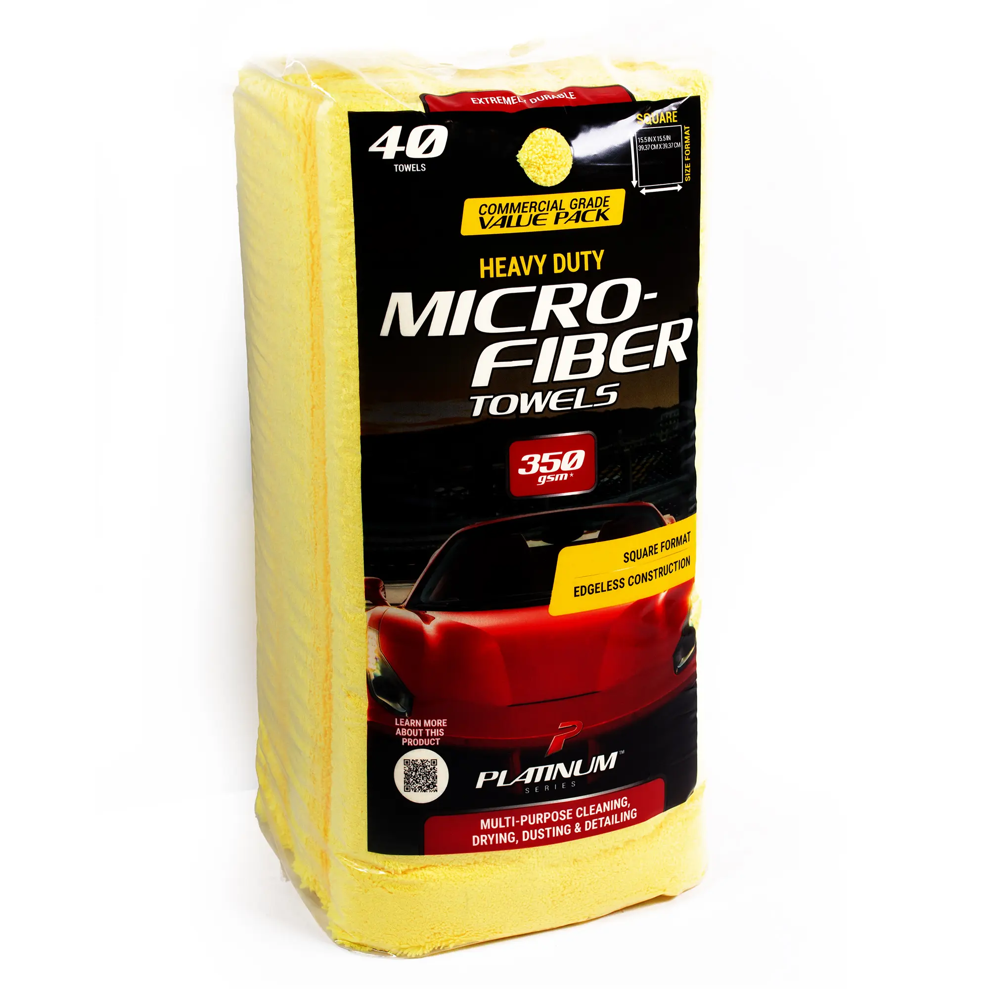 Platinum Series Premium Microfiber Cloths, 40-Pack Auto & Home Detailing Towels for Car Washing & Maintenance