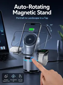 【Flash Fast】Qi2 4-in-1 Magnetic Wireless Charger Bluetooth Speaker Alarm Clock High Fidelity Sound RGB Light Compact Portable Versatile Rechargeable for Fast Charging and Immersive Audio for Home Office and Tech Lovers