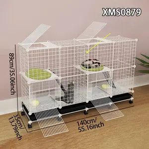 Portable Small Animal Cage with Tray, Indoor Home Use Kitten Villa, Space-Saving Cat Cabinet, Wheel-Enabled Kitten Cage