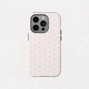 White&Pink Polka Dot IPhone Case, Pink, Black, Suitable for IPhone17 ProMax, 16Pro, 15, 14. Premium Phone Case |   Shockproof Protective Phone Case |   Smart Phone Case