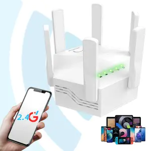 WiFi Signal Booster, 6-Antenna Extender with Ultra-Low Latency, Stable 2.4GHz Band, 3 Modes (Repeater/AP/Router) for Multiple Devices