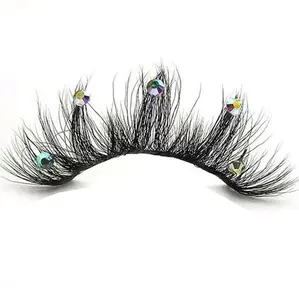 Don't kill the Vibe Premium Synthetic Hair Eyelashes with Colorful Gems for a Bold Look