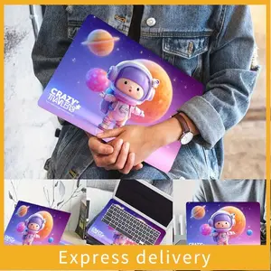 2-Piece Space Doll Cute Pattern PVC Laptop Case Sticker, Scratch Resistant DIY Art Case, Suitable for HP Dell, Lenovo, Apple,