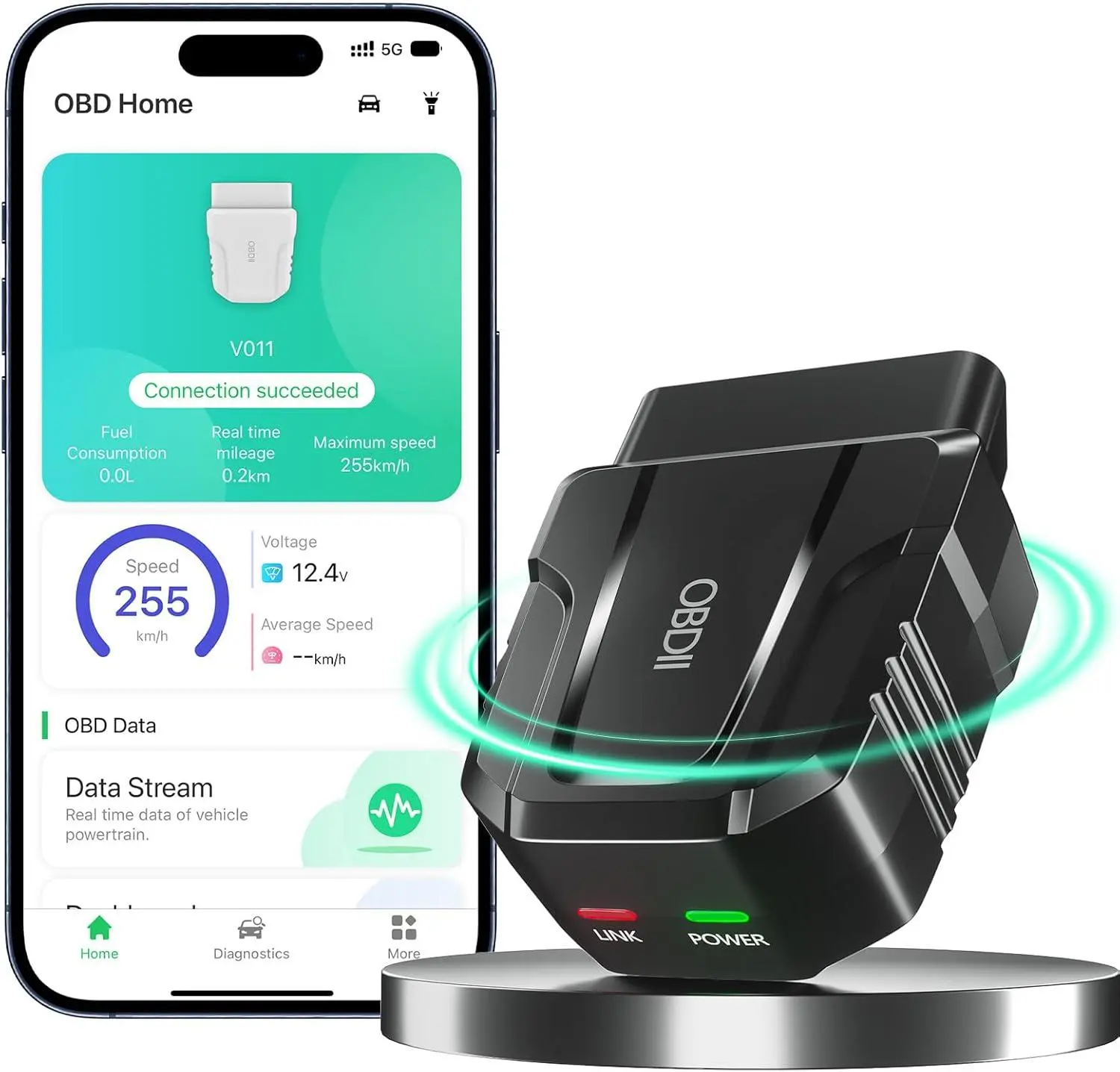 OBD2 Scanner Reader Bluetooth Wireless Auto Diagnostic Scan Tool for Ios & Android for Performance Test Bluetooth 5.4 Car Check Engine Car Code Reader, Clear Error Code Live Data Reset Exclusive APP UMEIJA