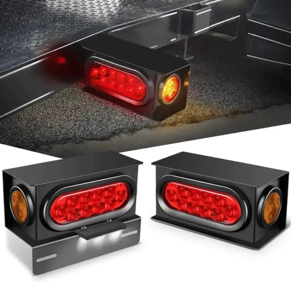Nilight LED Complete Trailer Kit, 6-in Oval Red Tail Assemblies, 2-in Round Amber Side Marker Lights, Steel Construction, Bolt-On Easy Installation