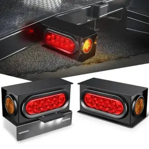 Nilight LED Complete Trailer Light Kit, 6 in Oval Red Tail Light Assembly, 2 in Round Amber Side Marker, Steel Construction, Bolt-On Easy Installation