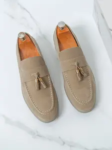 Men's Fringe Loafers, Velvet Casual Flat Slip-On Shoes, Breathable Business Formal Footwear, One-Step on Loafers for Men