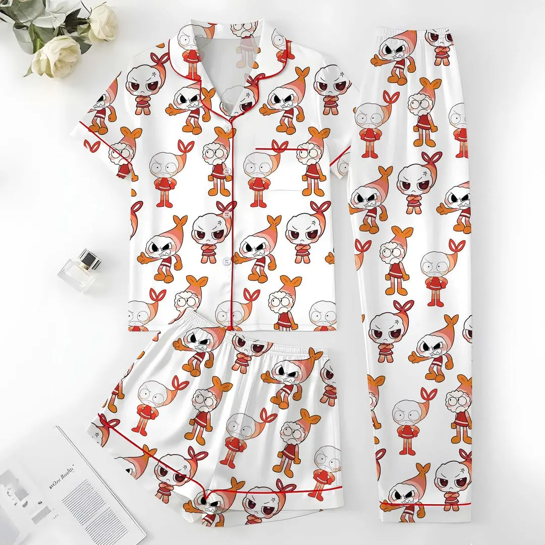 Roblox Shimpro Dandy’s World Satin Pajama Set, Cute Gaming Cartoon Sleepwear, Dandy’s World Outfit Costume, Birthday Party Gift