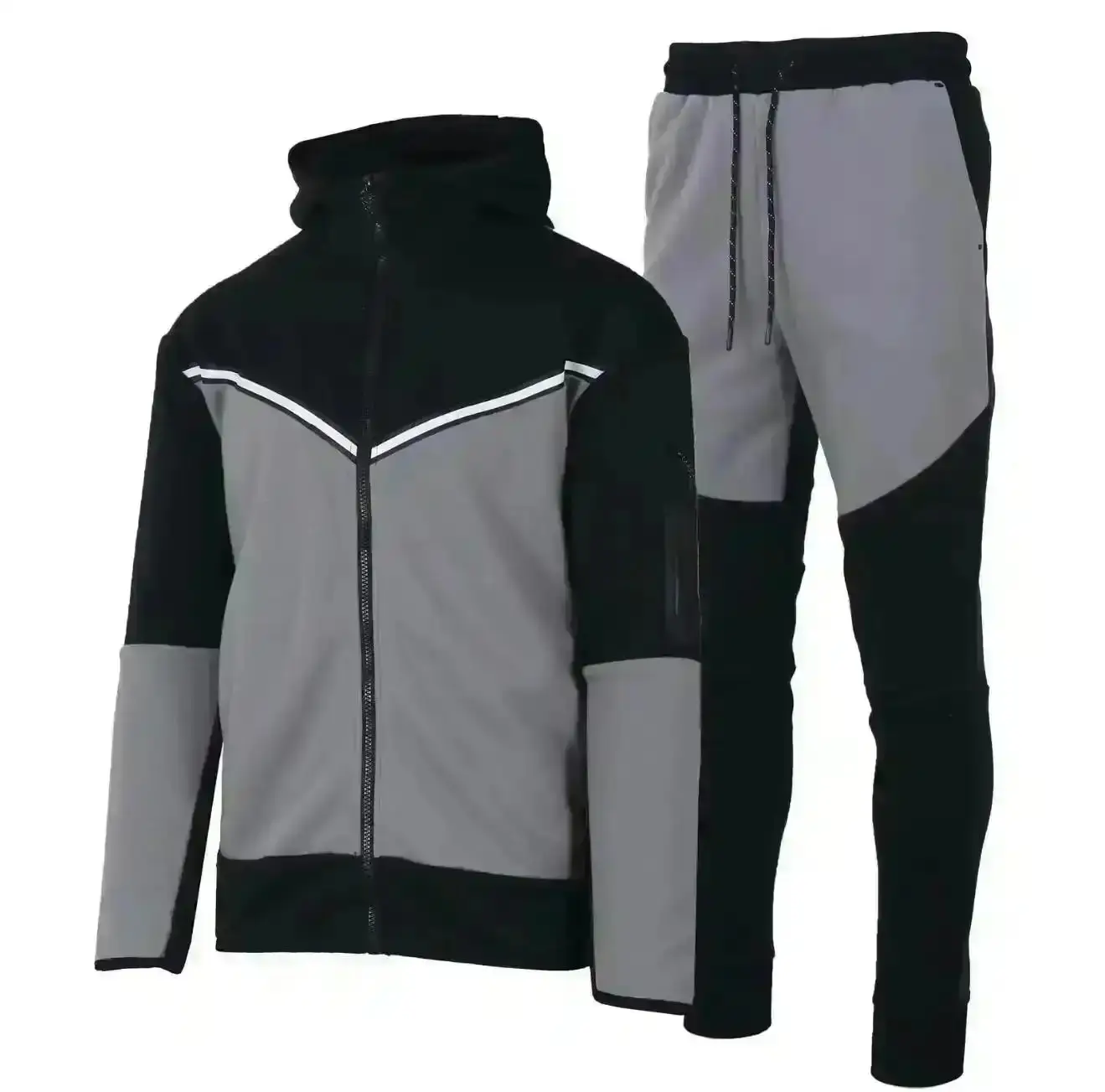 2026 Men's Two-Tone Fleece Hoodie & Joggers Athletic Tracksuit Comfortable Sportswear for Training Gym Workout Running Casual Streetwear Lounge Set, stylish design