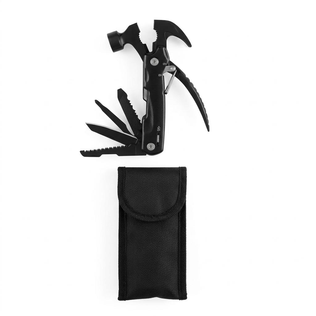 14-in-1 Multi-tool Hammer, Heavy Duty Multifunctional Camping Survival Gear, Portable Stainless Steel EDC Tool with Pliers, Knife, Saw, Screwdrivers, Bottle Opener | Includes Nylon Sheath | Gifts for Men, Dad (Black)