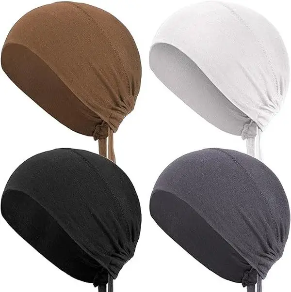 4 Pieces Women Under Scarf Hat Hijab Cap Islamic Muslim Under Scarf Turban Beanie Cap
