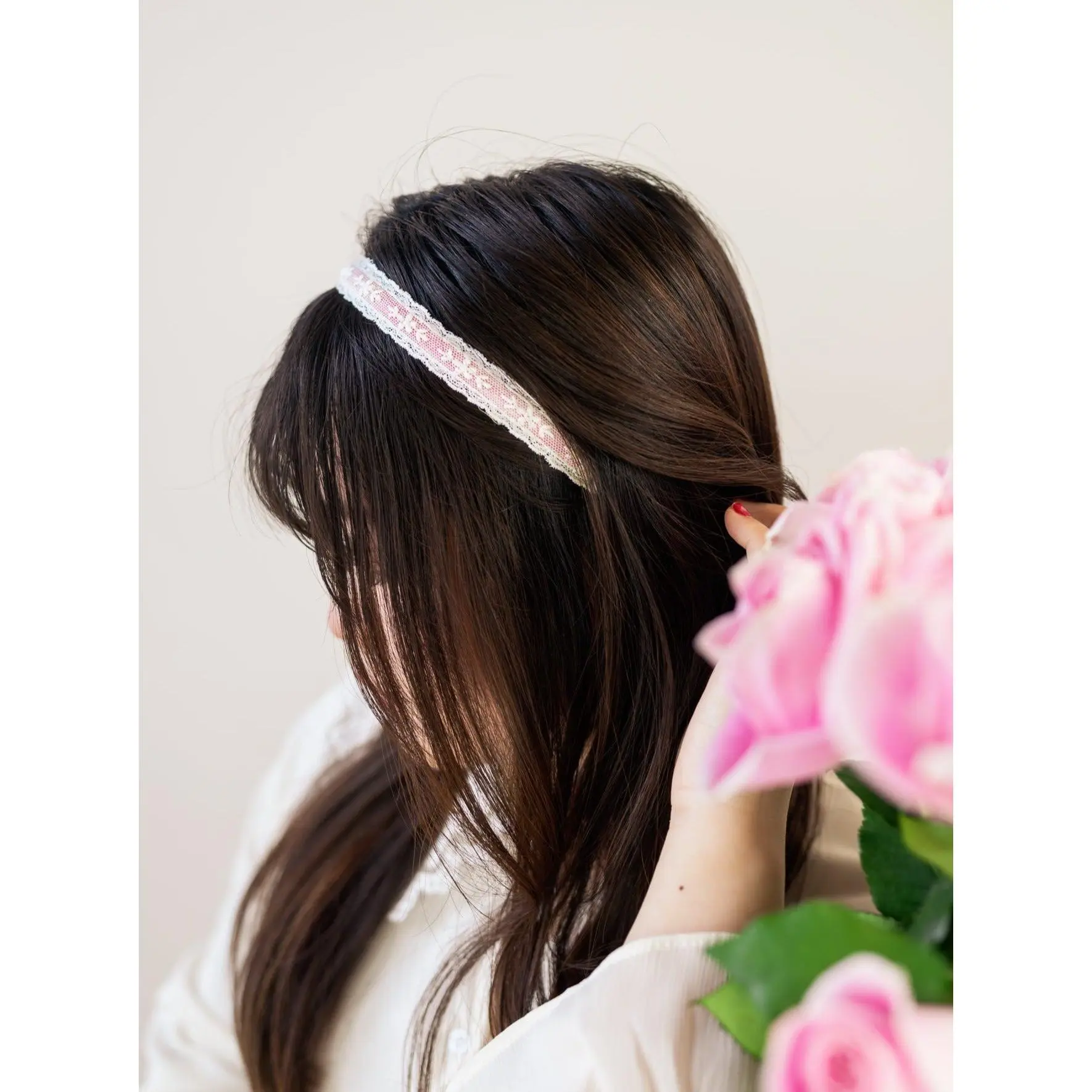 Blush Lace Skinny Headband
